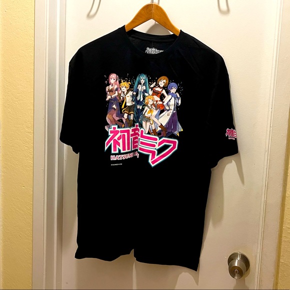 Hatsune Miku Vocaloid Anime T-Shirt Black Unisex Size Large - Picture 1 of 5